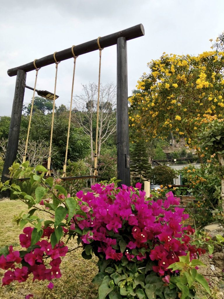 โฮมสเตย์ของเรา มีทั้งบ้านพักและลานกางเต็นท์  วิวภูเขาสวยงาม